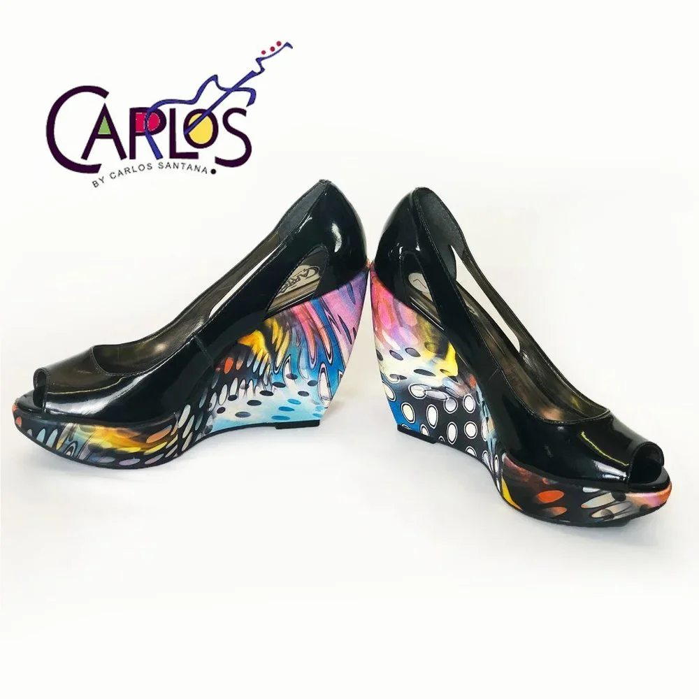 Carlos Santana artsy platform wedge shoes - Picture 7 of 10